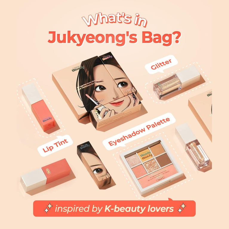 AMTS X True Beauty High-Pigment Lip Tint Stain - Long-Lasting, Non-Sticky Liquid Shine - Cute Coral Makeup Edition Inspired by Korean Webtoon True Beauty - Some Sweet