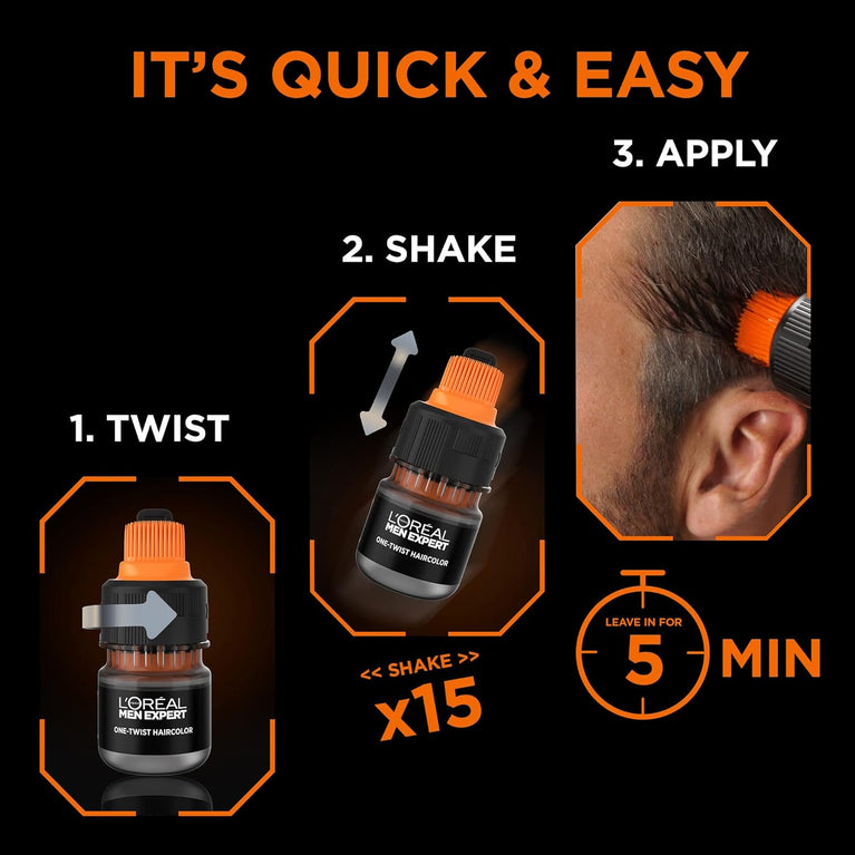 L'Oreal Paris Men's Easy Hair Color Solution, 5-Minute Grey Coverage, 7 Shades Available