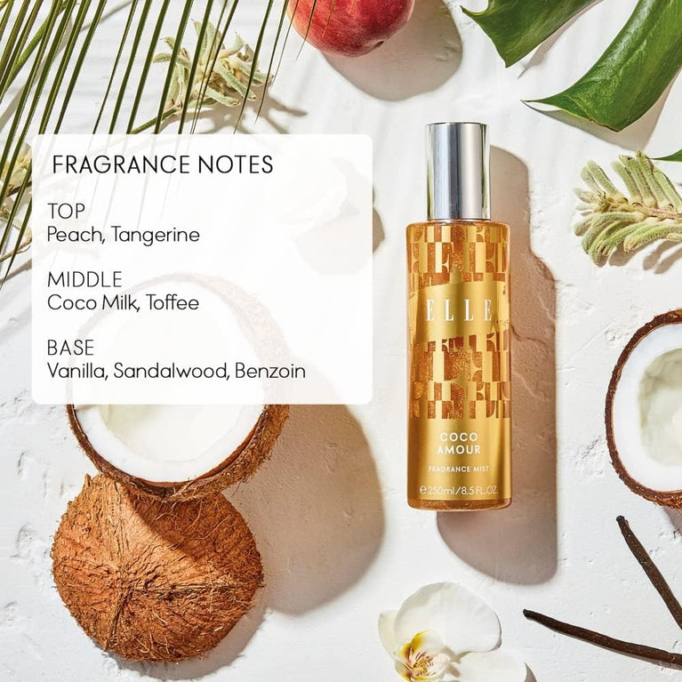 ELLE Coco Amour Body Mist - Luxurious Gold Bottle, 250 ml