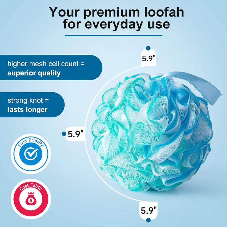 Luxurious Large 75g Loofah Shower Puff Set - Exfoliating Bath Sponge