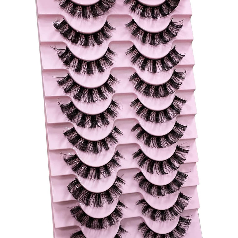 CNMTCCO 10-Pair Russian Faux Mink Strip Eyelashes – Natural Look, Fluffy D-Curl, Lightweight & Reusable