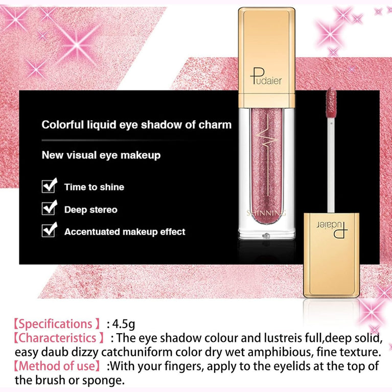 High-Impact Shimmer Eyeshadow & Liner Duo Pen, Glitter Pigment Infused, Quick-Drying Waterproof Metallic Gloss Eye Makeup, Add Sparkle to Your Look (Soft Pink)