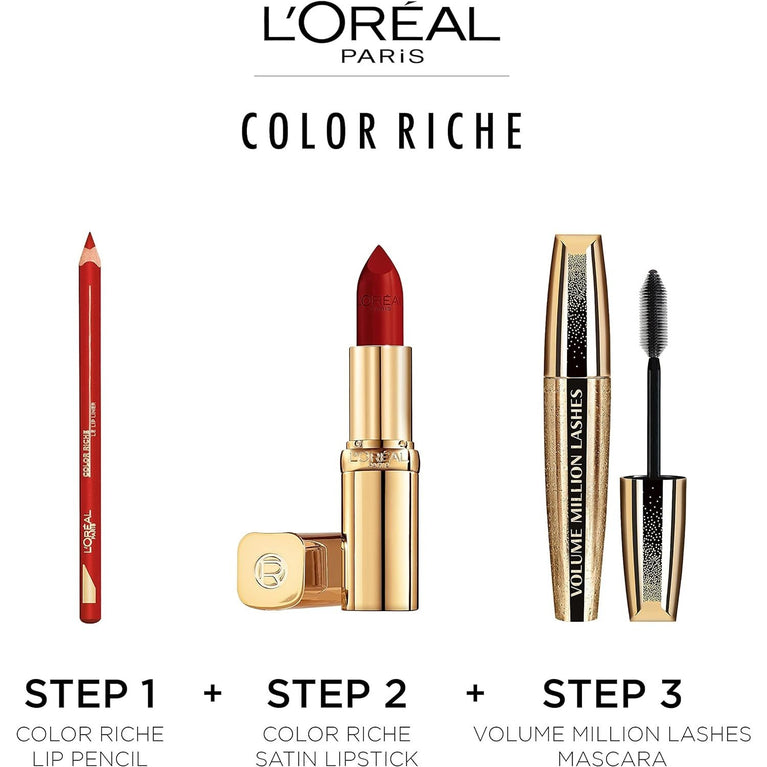 L'Oréal Paris Nude Lipstick with Pure Pigment Color Riche Satin, Nourishing Omega 3 & Vitamin E, Moisturising 235 Nude