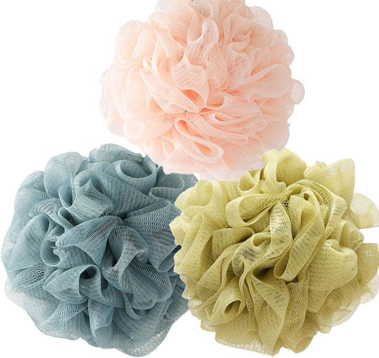 Soft Mesh Bath Sponge Set - Pack of 3 Luxurious Body Puffs