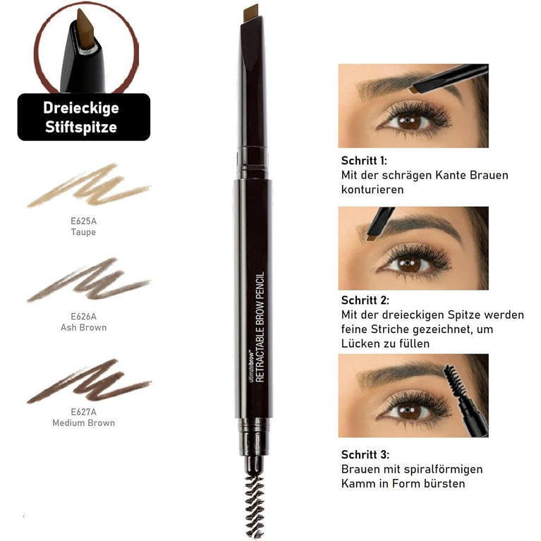 Wet 'n' Wild, High-Performance Brow Defining Pencil, Triangular Tip for Precision Strokes, Long-Lasting and Pigmented Color, Taupe