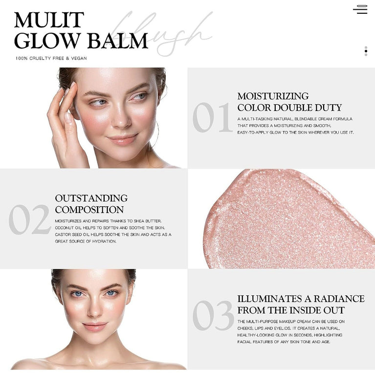 Bayfree Radiant Cheek Cream Blush - Vegan and Hydrating Facial Balm