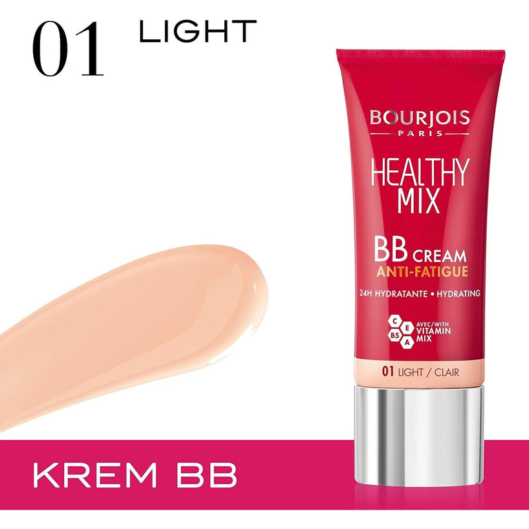 Bourjois 24-Hour Hydrating BB Cream in 01 Light, 30ml: For Flawless & Radiant Complexion