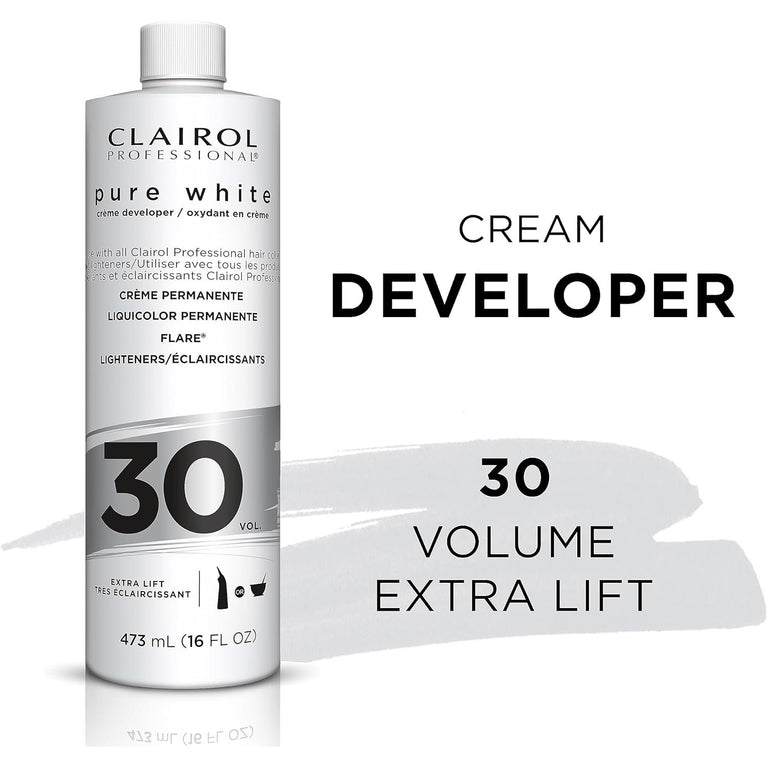 Clairol Pure White 30 Volume Cream Developer for Unisex 16 oz Cream - Lightens Hair Effectively