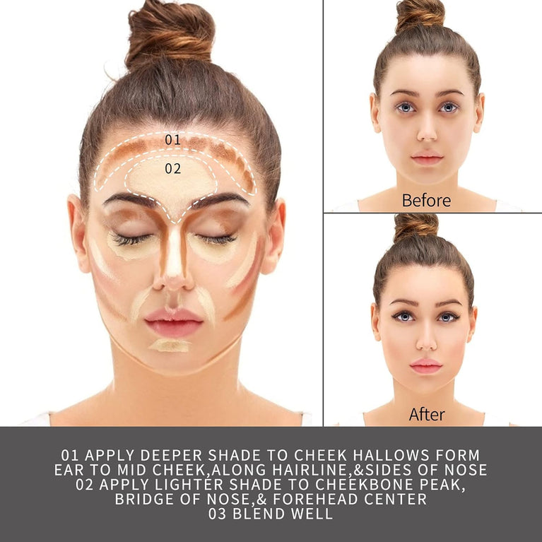 PHOERA 3-in-1 Concealer, Highlighter & Contour Stick - Waterproof Full Coverage Makeup for Medium Skin Tones