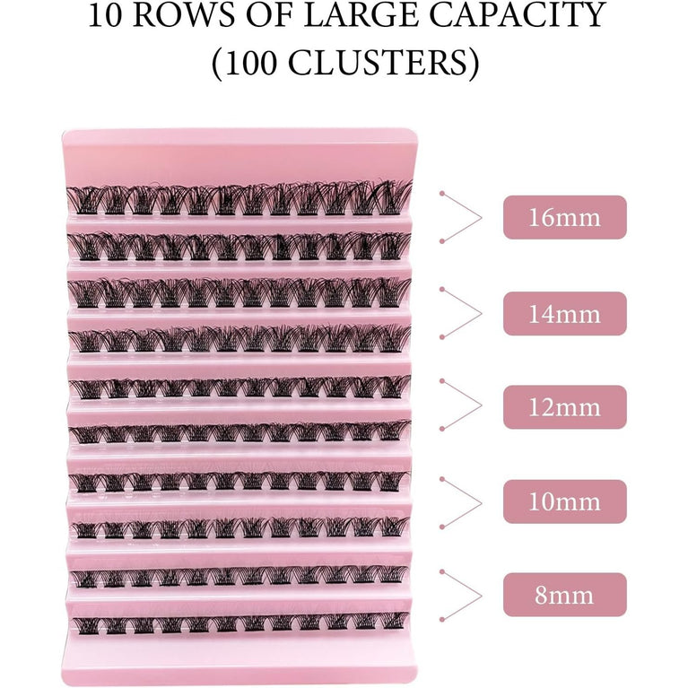 CNMTCCO 120-Piece D Curl Lash Clusters - DIY Reusable Eyelash Extensions at Home Kit with Natural Wispy Lashes in 5 Lengths (8-16MM)