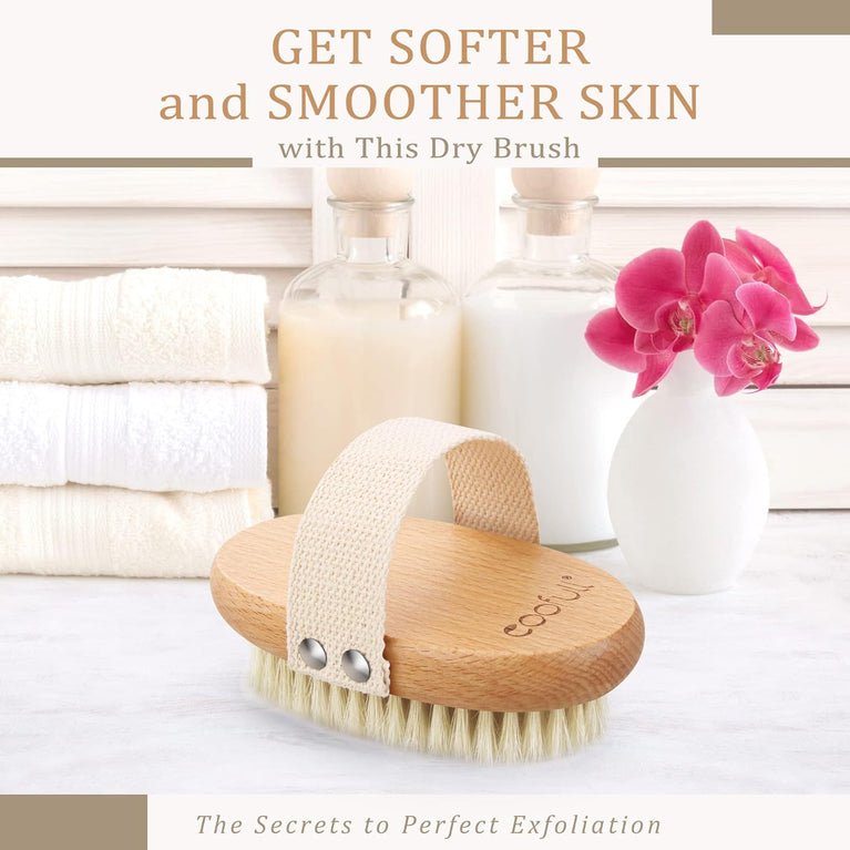 SURDOCA Dry Brushing Body Brush with Natural Beech Wood and Boar Bristles