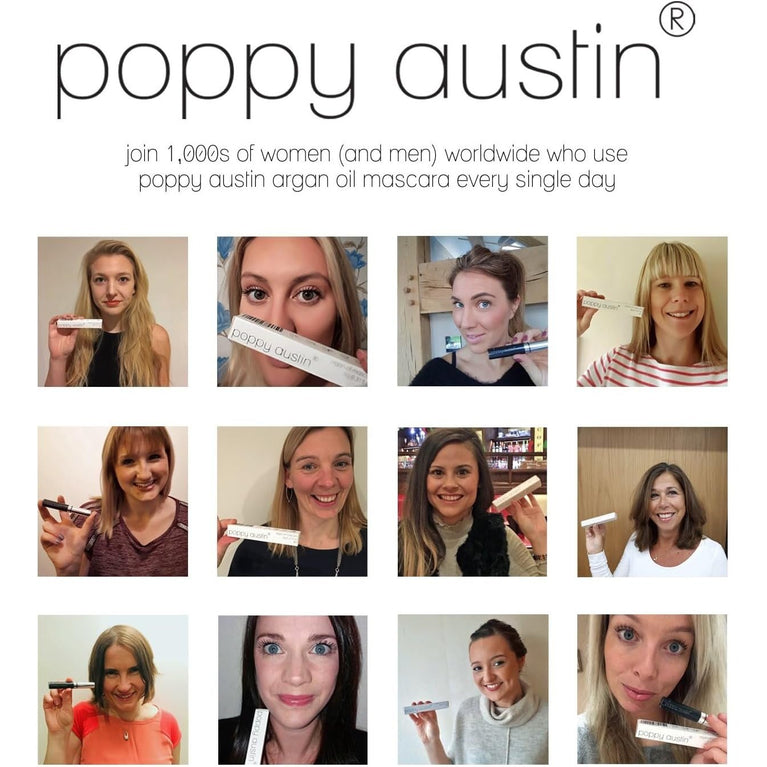 Poppy Austin 24-Hour Vegan and Organic Volumising Mascara - Hypoallergenic, Smudge-Resistant, and Waterproof for Sensitive Eyes (9 Gram)