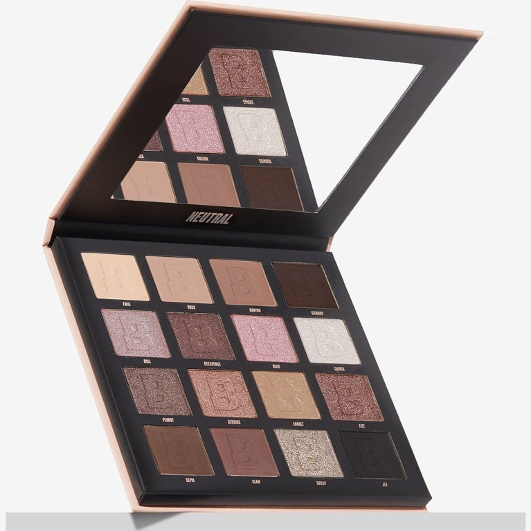 BEAUTY BAY's Deluxe 16-Shade Neutral Eyeshadow Palette - Vegan and Cruelty-Free Makeup Set with Cool Tones, Matte and Shimmer Finishes - Ideal Gift for Women