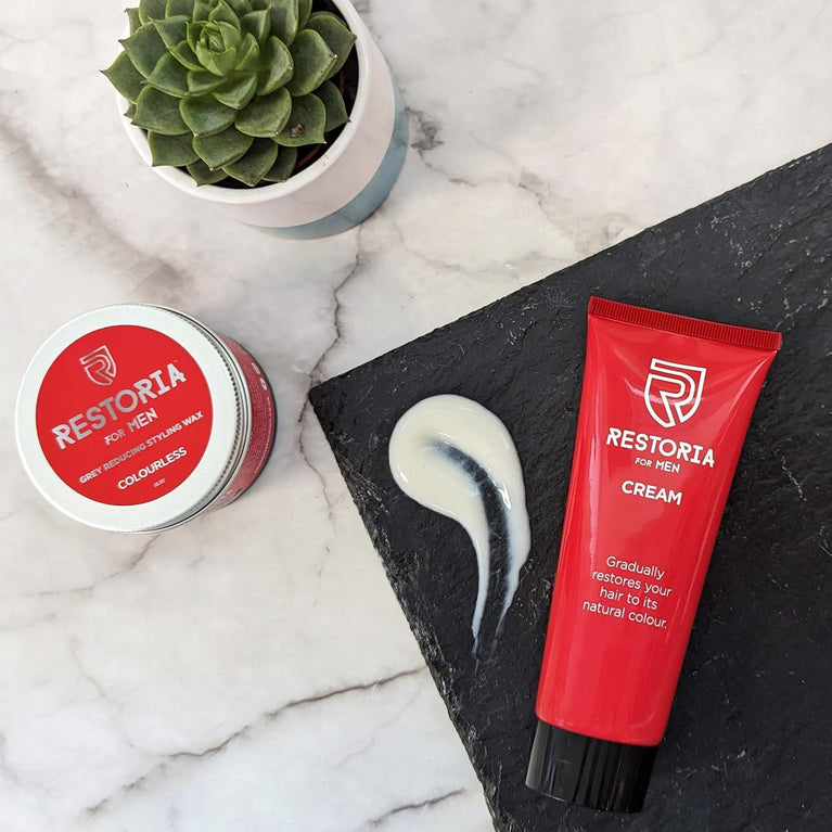 Men's Grey Hair Restoring Cream - Gradual Natural Hair Color Revitalizer, Vegan, 100ml