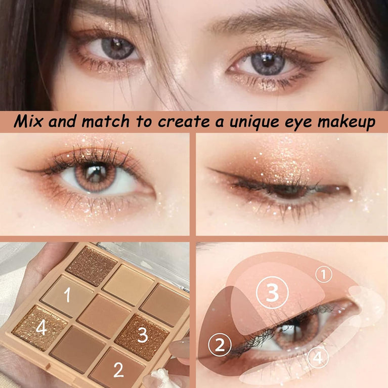 9-Shade Smoky Eyeshadow Palette - High Pigmented, Waterproof & Long-Lasting Matte and Shimmer Shadows in Neutral Tones