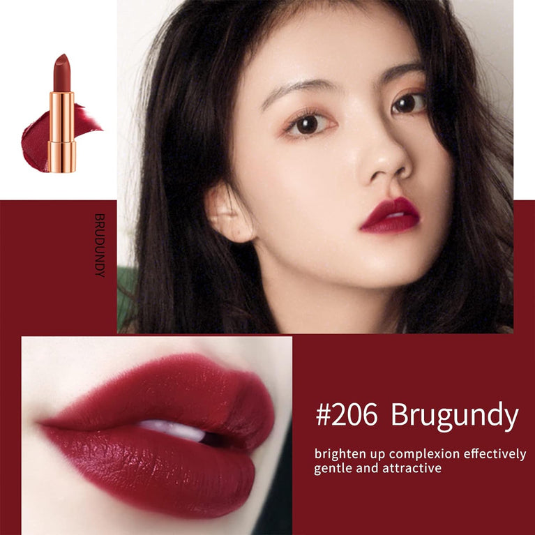 Long-Lasting Velvet Matte Lipstick Trio with Silver Chain Bag Packaging - Waterproof, Non-Stick and Retractable - 3 Popular Shades, 3.5g Each
