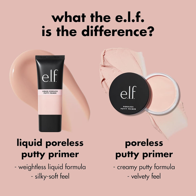 e.l.f. Hydrating Poreless Liquid Putty Primer - Long-Lasting Makeup Base with Squalane
