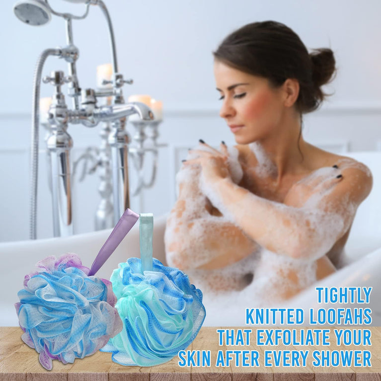 Valby Loofah Exfoliating Bath Sponge Set - Pack of 4 Oceanic Shower Scrubbers