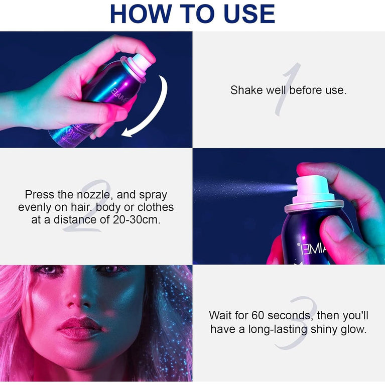 Holographic Body and Hair Glitter Spray: Quick-Drying, Waterproof, Fragrant Shimmer Highlighter for Festivals, Parties, Clubs, and More (1 Piece)