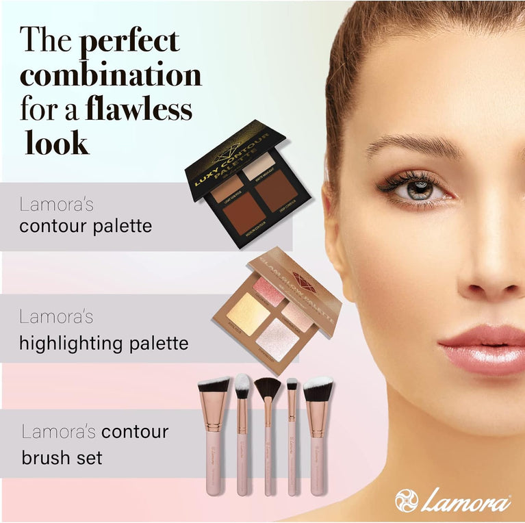 Vegan Glow - Hypoallergenic 4-Shade Shimmer Bronzer and Highlighter Palette with Mirror