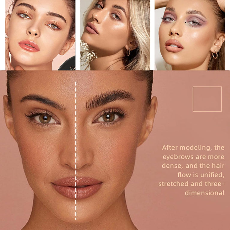 Dual-Action Tinted Eyebrow Wax Gel, Waterproof & Quick-Drying Brow Pomade with Brush, Smudgeproof, Non-Greasy, Lightweight Eyebrow Soap - 03 Dark Brown