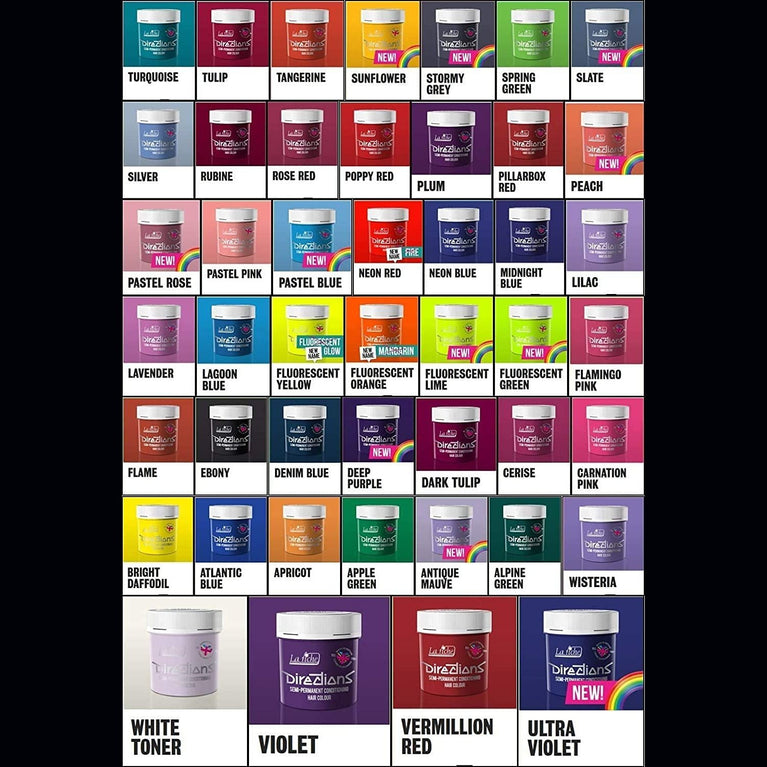 6 x TUBS DIRECTIONS Hair Dye/Colour CHOOSE ANY COLOURS