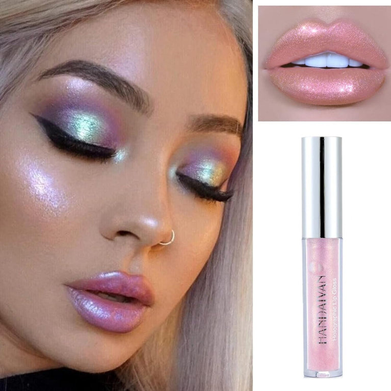2-Piece Waterproof Glitter Lip Gloss Set with Matte Lipstick, Shimmering Lip Plumper, and Tinted Lip Balm in Nude Shades (#07#05)