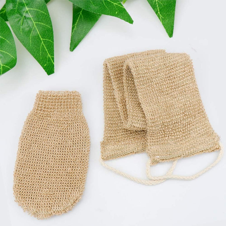 Homgaty Hemp Back Scrubber with Mitt and Handles