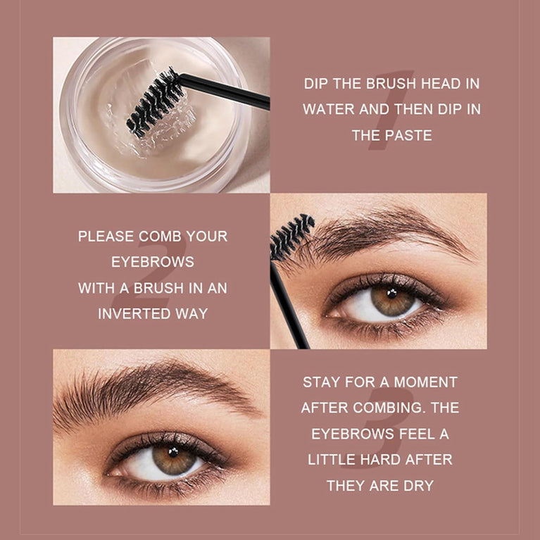 Dual-Action Tinted Eyebrow Wax Gel, Waterproof & Quick-Drying Brow Pomade with Brush, Smudgeproof, Non-Greasy, Lightweight Eyebrow Soap - 03 Dark Brown
