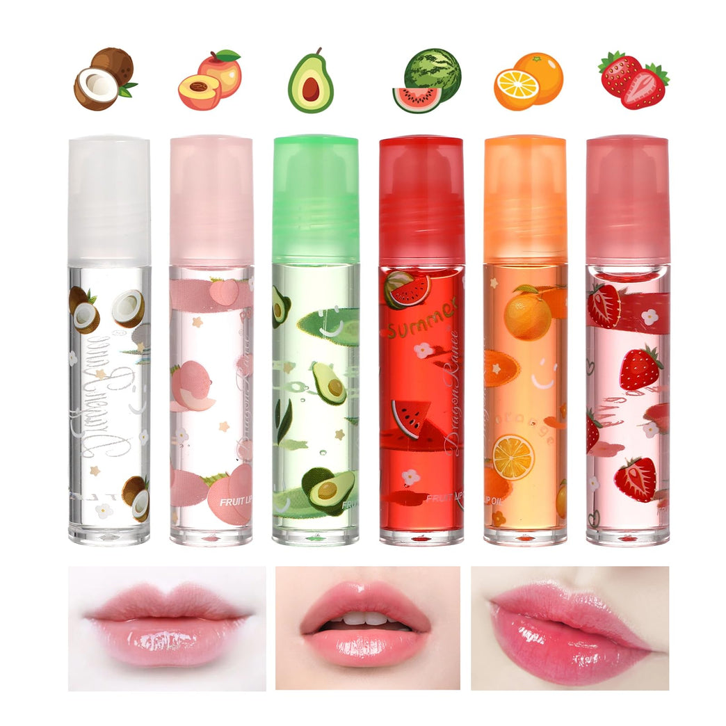 Minkissy Hydrating Lip Gloss Set - 6pcs Fruit Flavored Moisturizing Lipsticks with Transparent Lip Plumper for Healthy, Fuller Lips