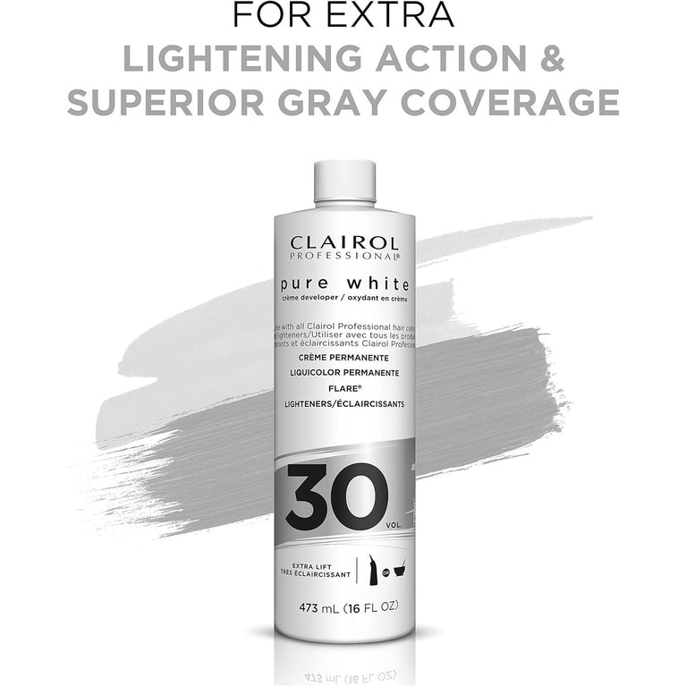 Clairol Pure White 30 Volume Cream Developer for Unisex 16 oz Cream - Lightens Hair Effectively