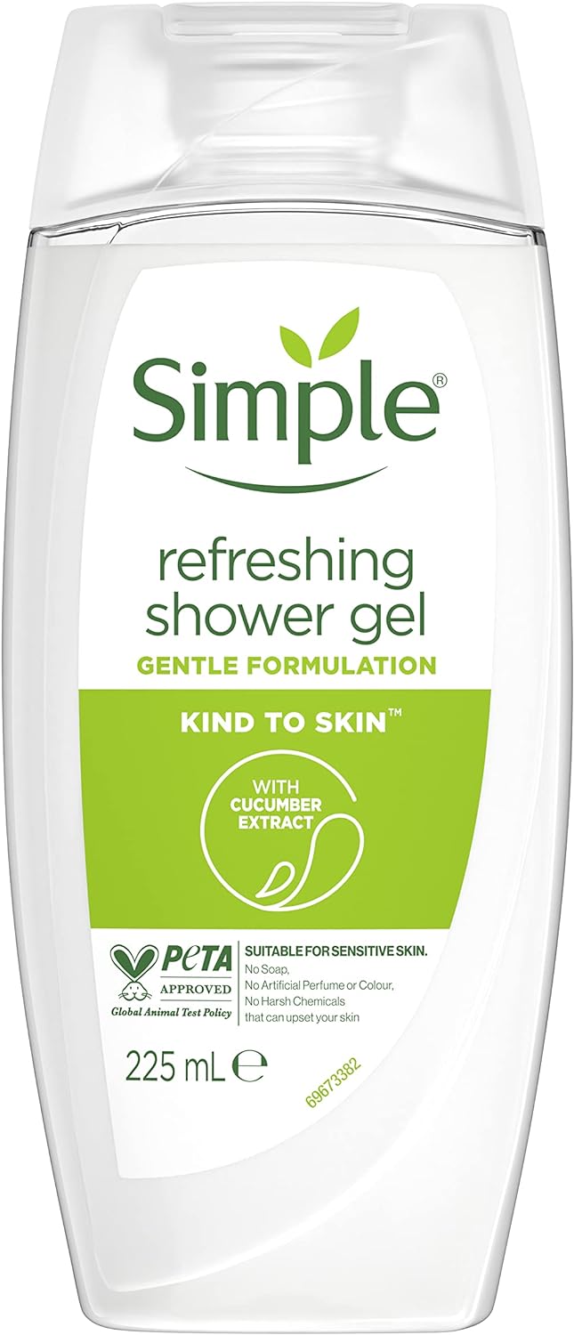 Gentle Cucumber Extract Shower Gel for Dry Skin - Pack of 6, 225 ML Each