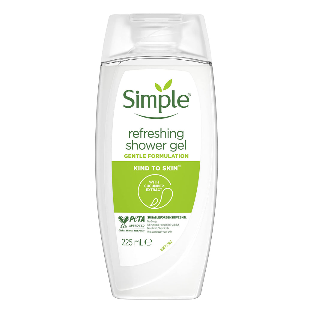 Gentle Cucumber Extract Shower Gel for Dry Skin - Pack of 6, 225 ML Each