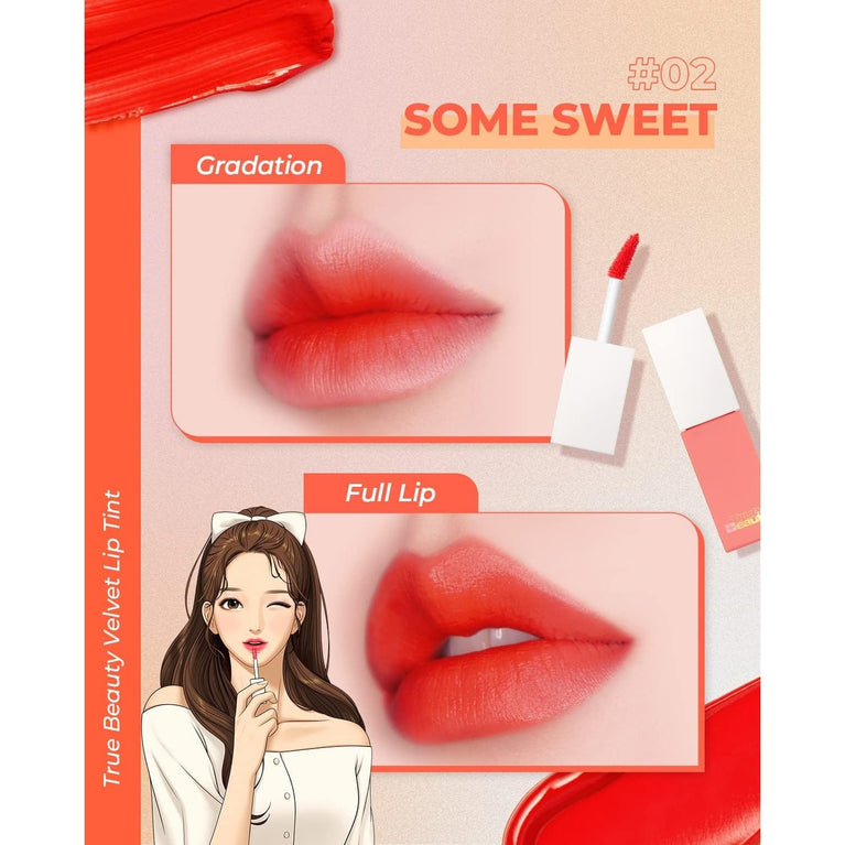 AMTS X True Beauty High-Pigment Lip Tint Stain - Long-Lasting, Non-Sticky Liquid Shine - Cute Coral Makeup Edition Inspired by Korean Webtoon True Beauty - Some Sweet