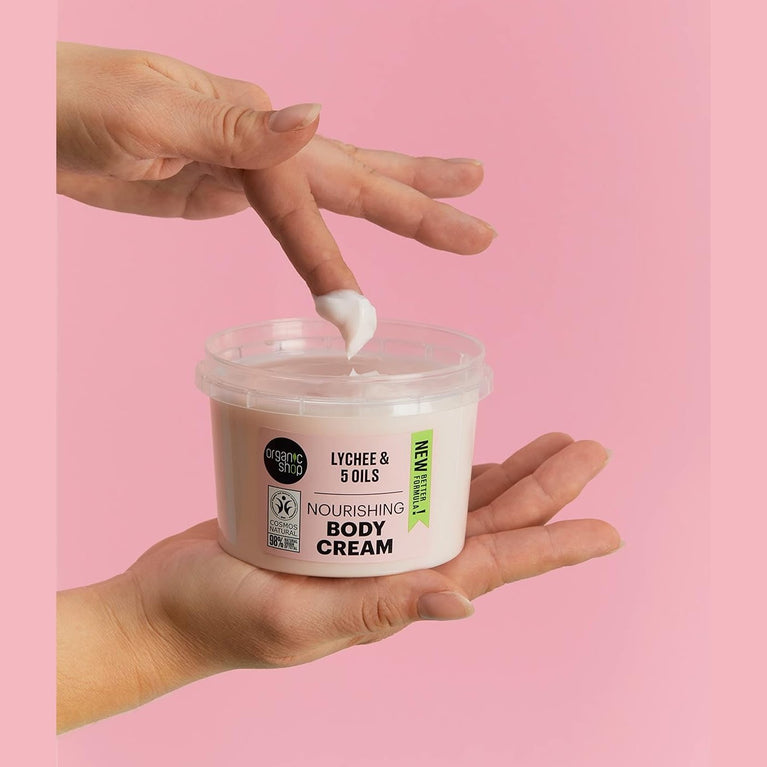 Organic Shop Pink Lychee and 5 Oils Nourishing Body Cream, 250 ml