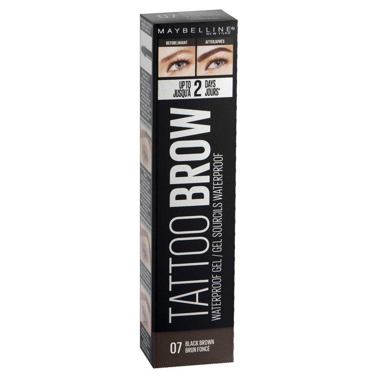 Maybelline Tattoo Brow Collection Waterproof Eyebrow Gel, Long-Lasting Full Definition, Smudgeproof, Shade 07 Black