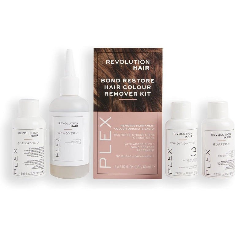 Revolution Haircare London, Plex Hair Colour Remover, Damage Free, & High Strength Hair Dye Remover, Easy to Follow 5 Step Process, Package Contains 4 x 60 ml