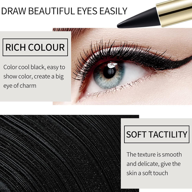 24-Hour Waterproof and Smudge-Proof Black Eyeliner Pencil with Matte Finish for Eye Makeup and Body Art (04#Black)