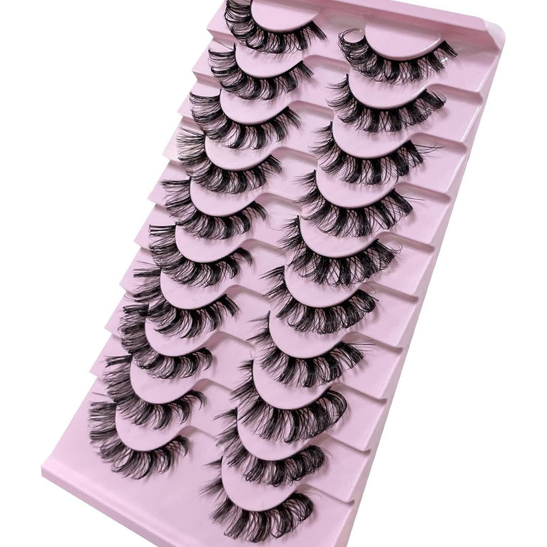CNMTCCO 10-Pair Russian Faux Mink Strip Eyelashes – Natural Look, Fluffy D-Curl, Lightweight & Reusable
