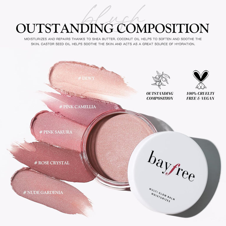 Bayfree Radiant Cheek Cream Blush - Vegan and Hydrating Facial Balm