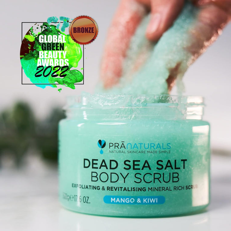 Dead Sea Salt Body Scrub with Mango & Kiwi - Organic Exfoliating Salt Scrub
