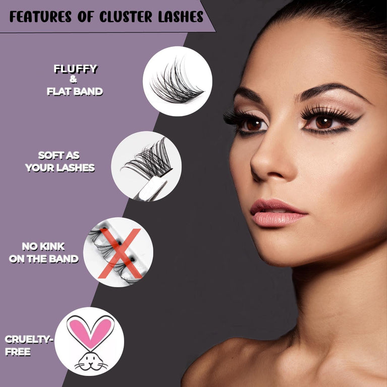 Individual Cluster Lashes Kit - D Curl, 45 Clusters, Lightweight & Reusable DIY False Eyelashes with Clear Glue for Easy Fan Russian Lash Extensions, 10-16mm