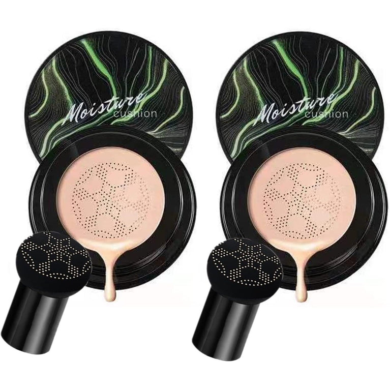 2PCS Black Mushroom Head Air Cushion CC Cream Set for Daily and Special Occasion Wear