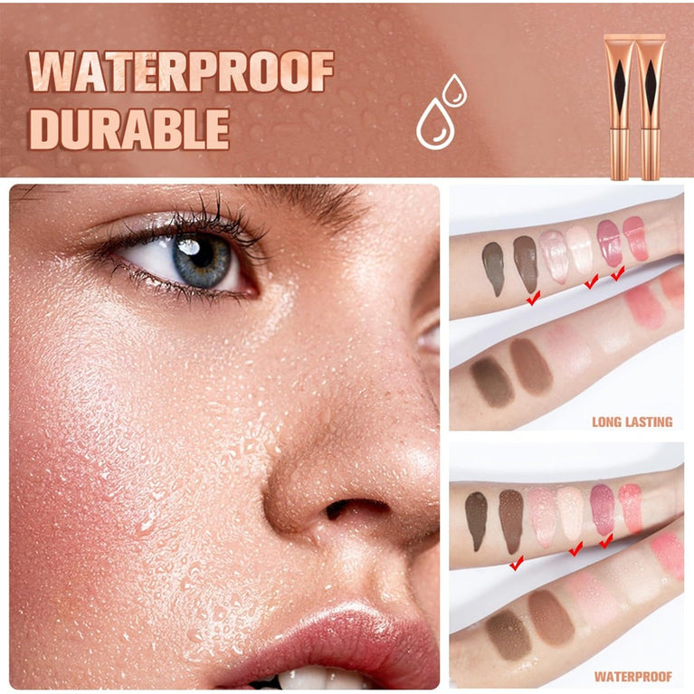 Versatile 3-in-1 Makeup Kit - Liquid Contour, Highlighter & Blush Set with Portable Sponge Applicator