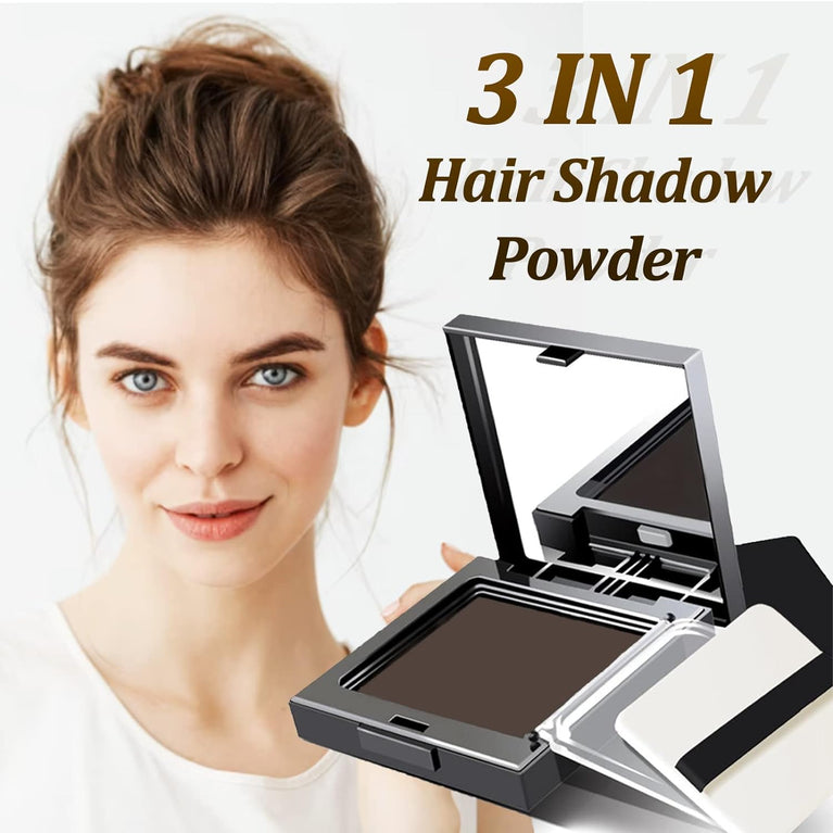 Instantly Hairline Shadow - Hairline Powder - Quick Cover Grey Hair in Hair Regrowth Treatments - Windproof Sweatproof Hair Touch-Up for Root Concealer - Long Lasting with Mirror & Puff ((Dark brown))