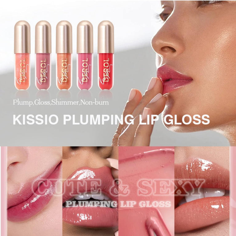 Versatile Lip Care Kit: Tinted Lip Balm, Luscious Lip Plumper Gloss, Stain Tint, Long-lasting Waterproof Lipstick and Ginger Lip Enhancer (#02)