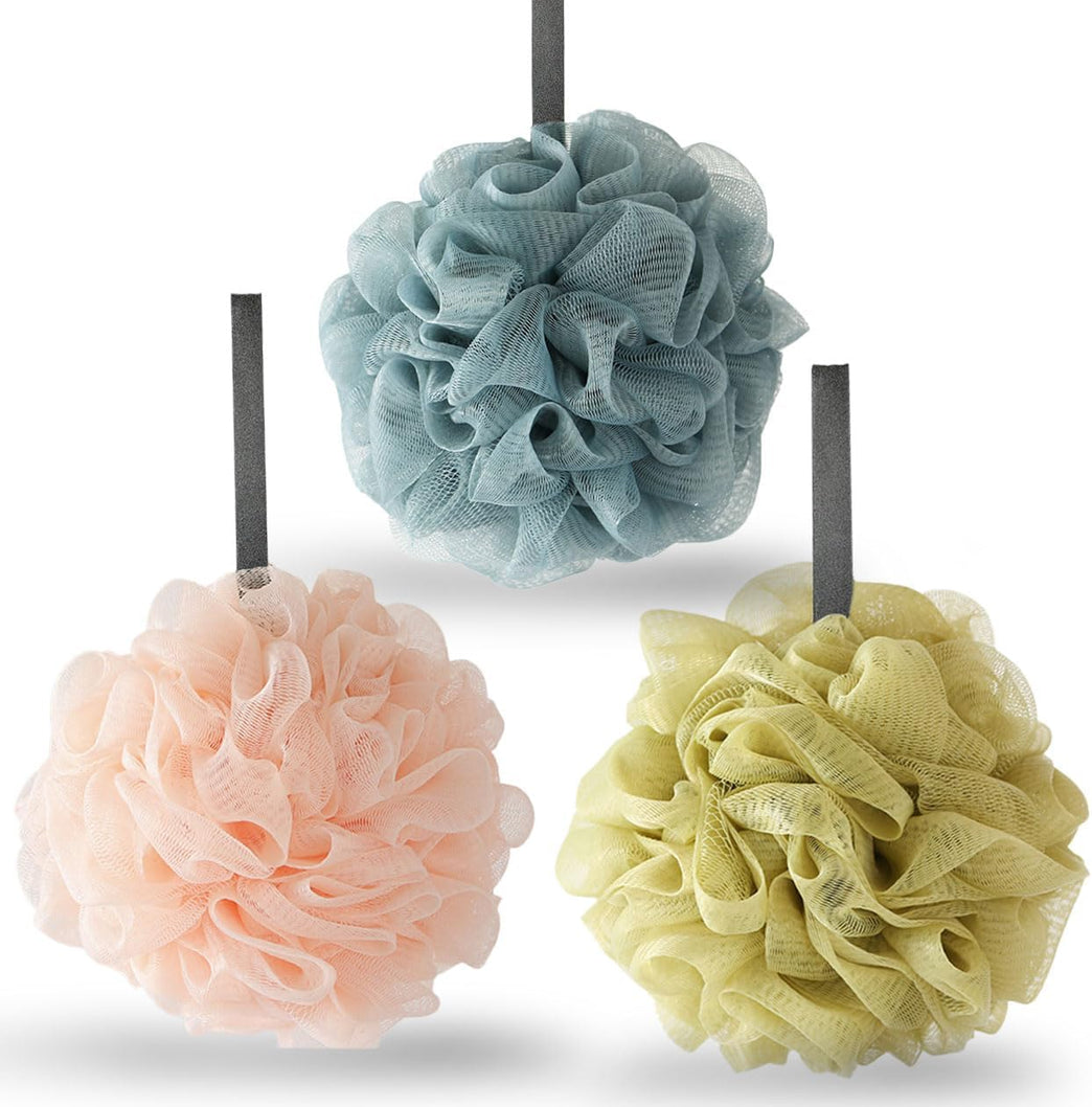 Soft Mesh Bath Sponge Set - Pack of 3 Luxurious Body Puffs