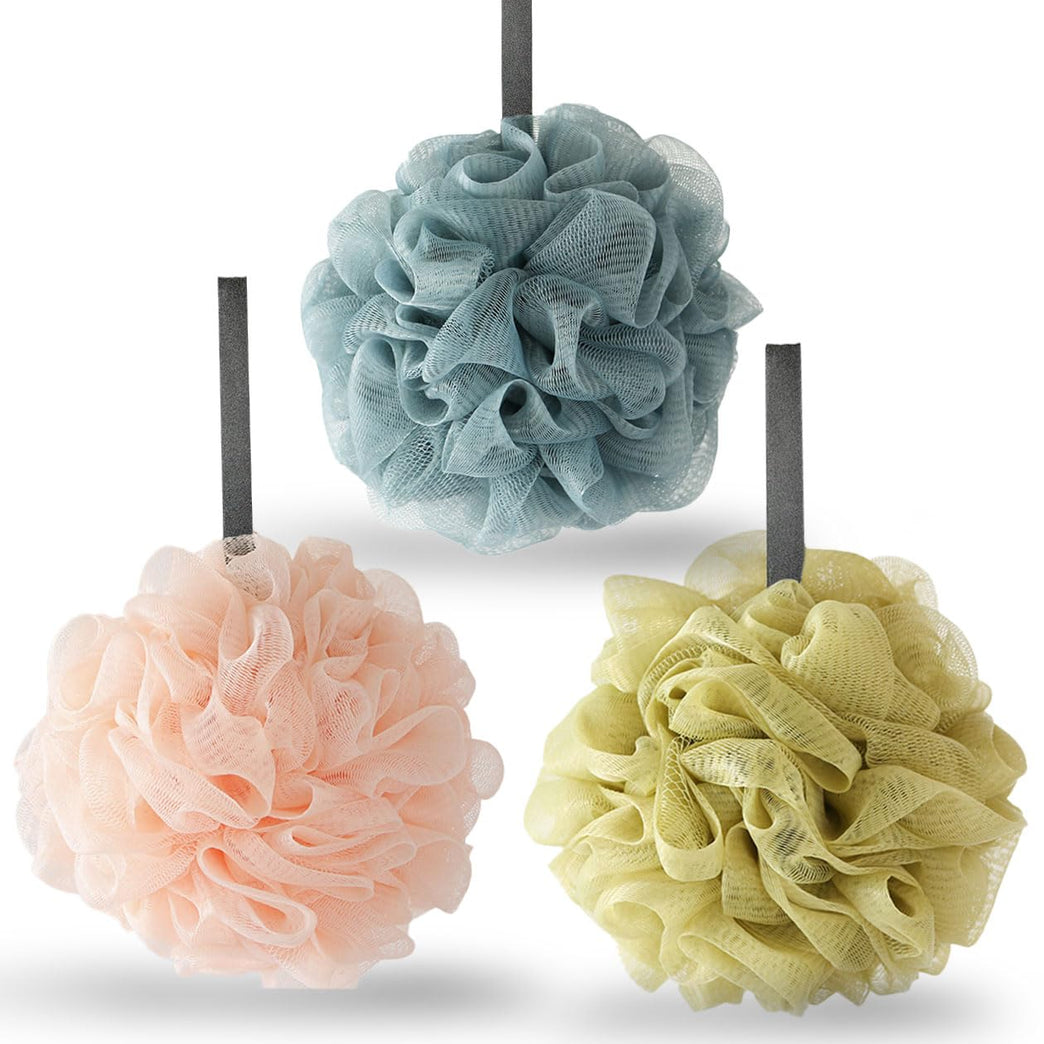 Soft Mesh Bath Sponge Set - Pack of 3 Luxurious Body Puffs