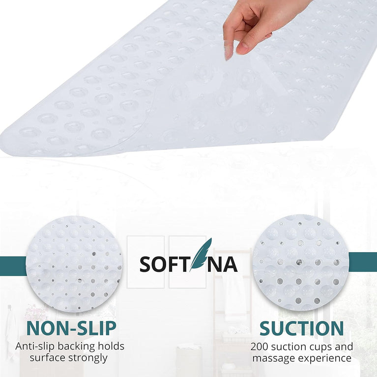 Non Slip Bath Mat with 200 Suction Cups - Shower Mat for Safety and Comfort