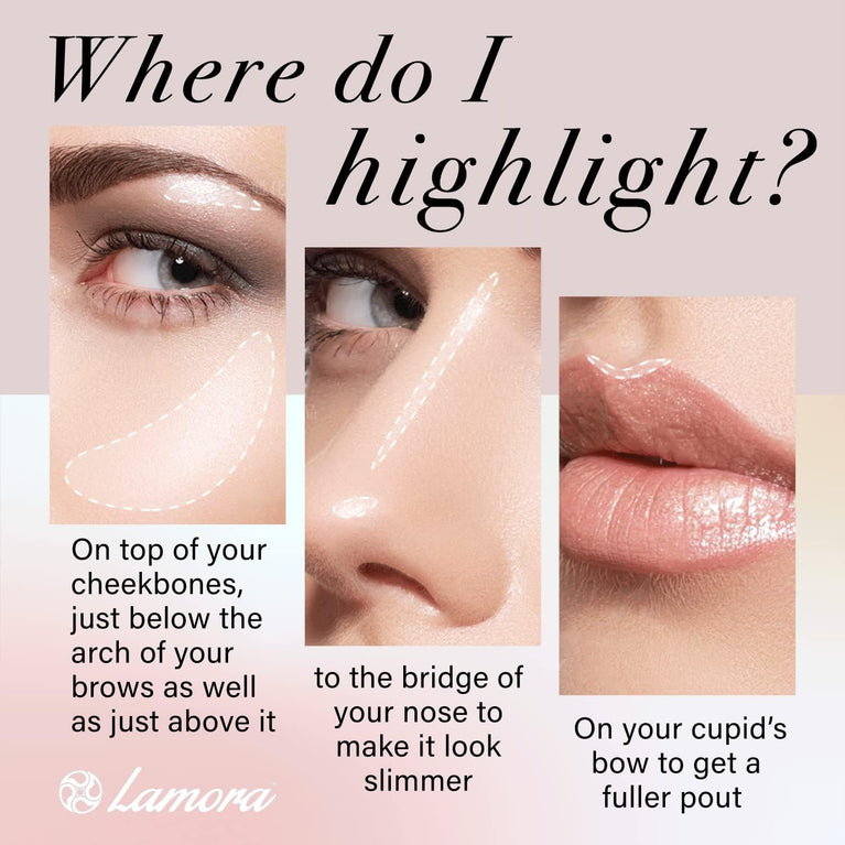 Vegan Glow - Hypoallergenic 4-Shade Shimmer Bronzer and Highlighter Palette with Mirror